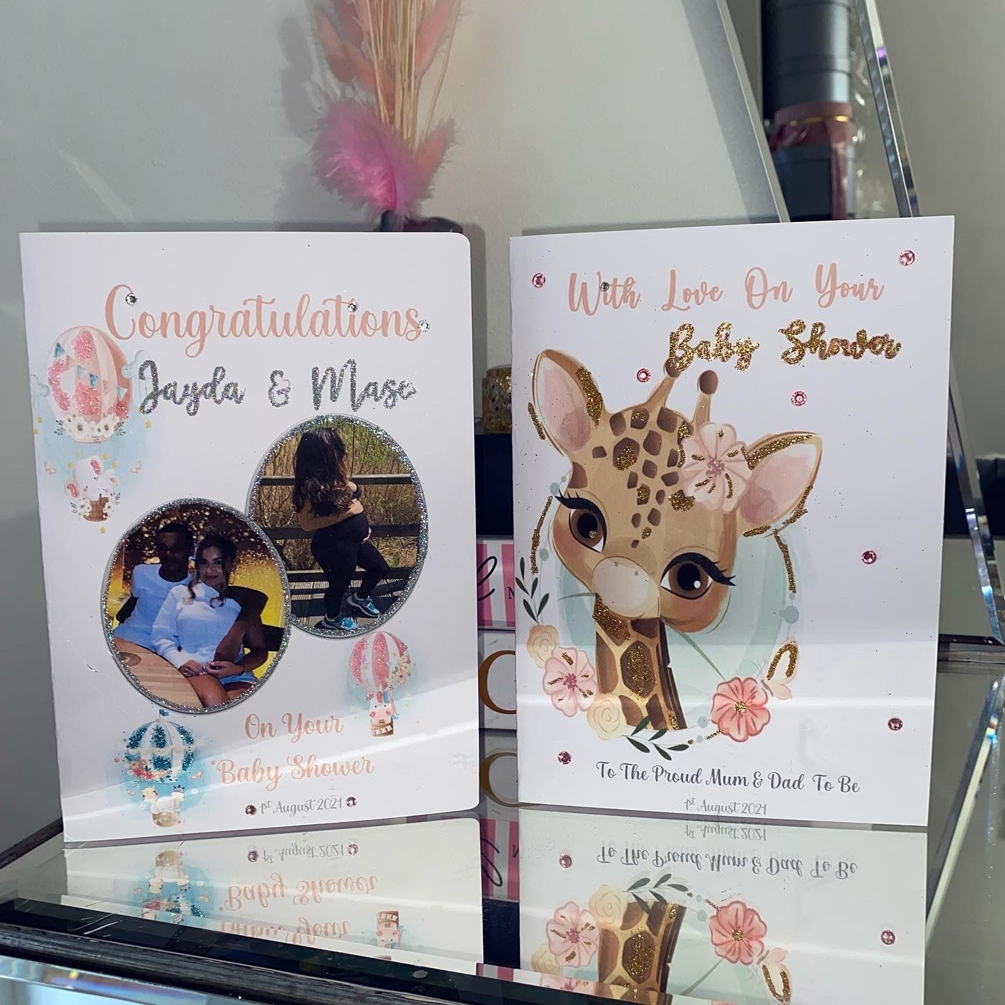 Custom Giraffe Baby Shower Photo card