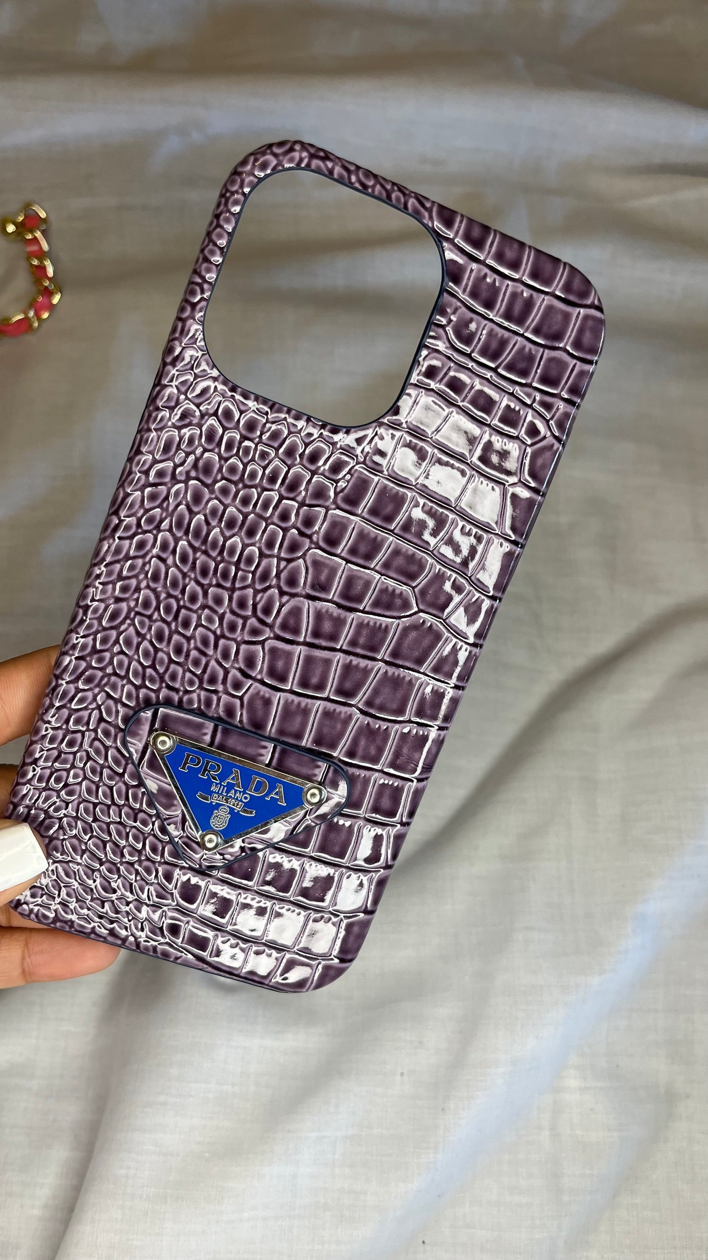 Purple iPhone 14 Pro Max croc case