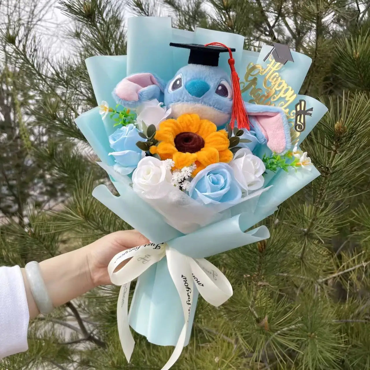 Stich Plush Doll Toy Flowers Bouquet
