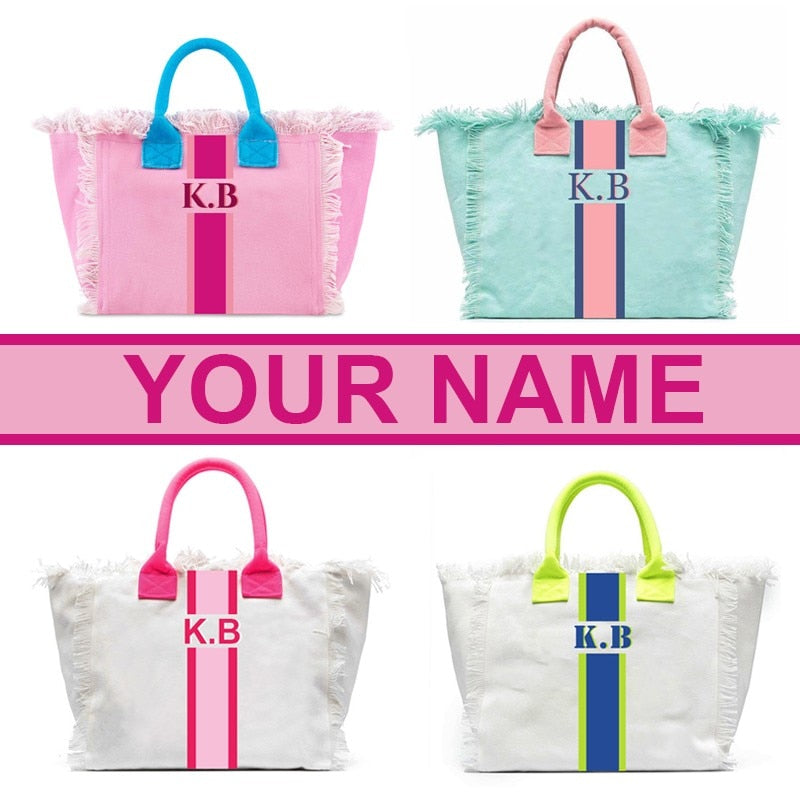 Stripe Print Tassel HandBag Customisable