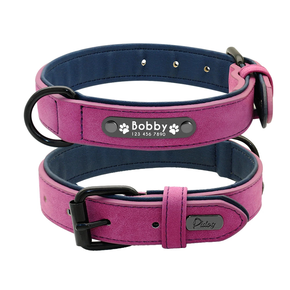 Personalized Dog Collar Leash Set Custom Leather Dog ID Collar Leash Lead For Small Medium Large Dogs Pitbull Bulldog Pugs