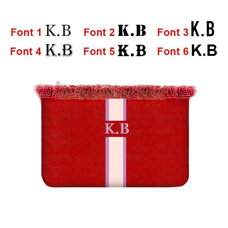 Customisable Stripe Tassel Cotton Clutch Bag