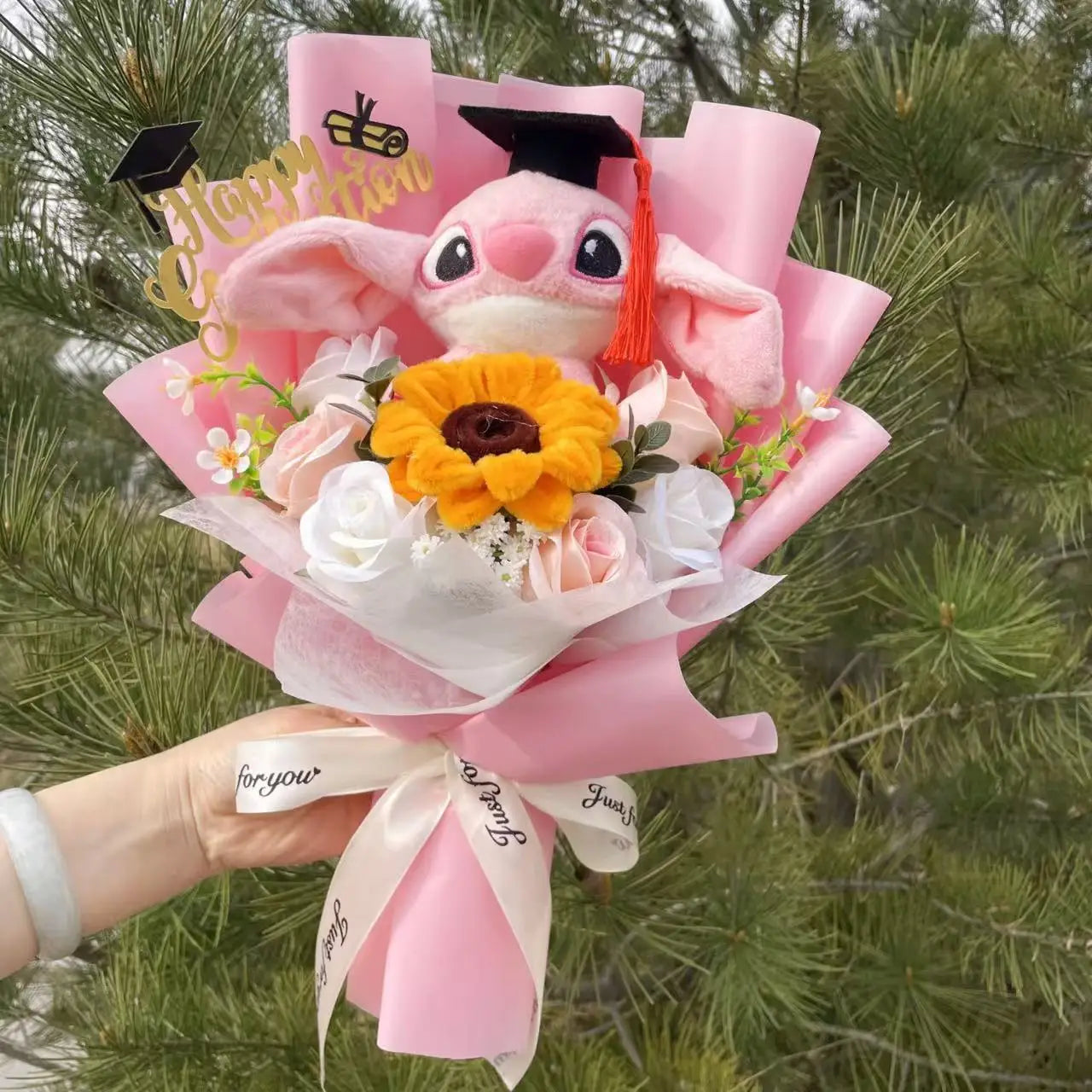 Stich Plush Doll Toy Flowers Bouquet