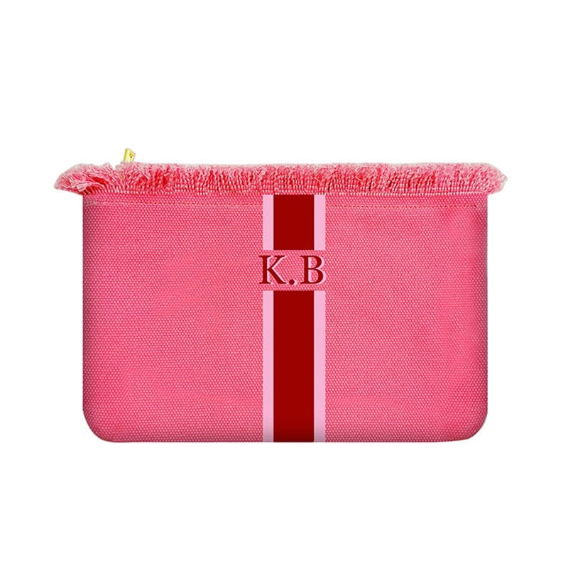 Customisable Stripe Tassel Cotton Clutch Bag