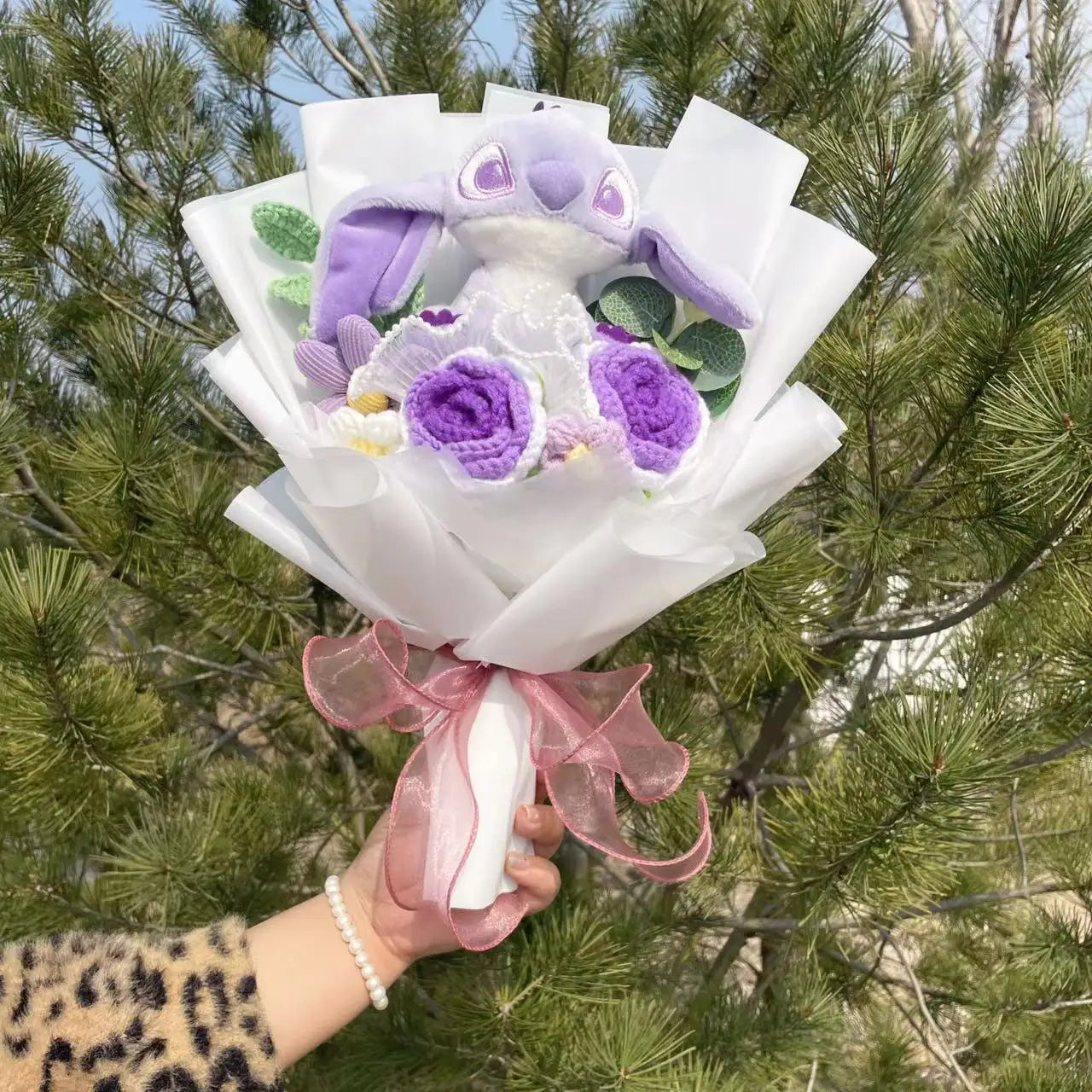 Stich Plush Doll Toy Flowers Bouquet