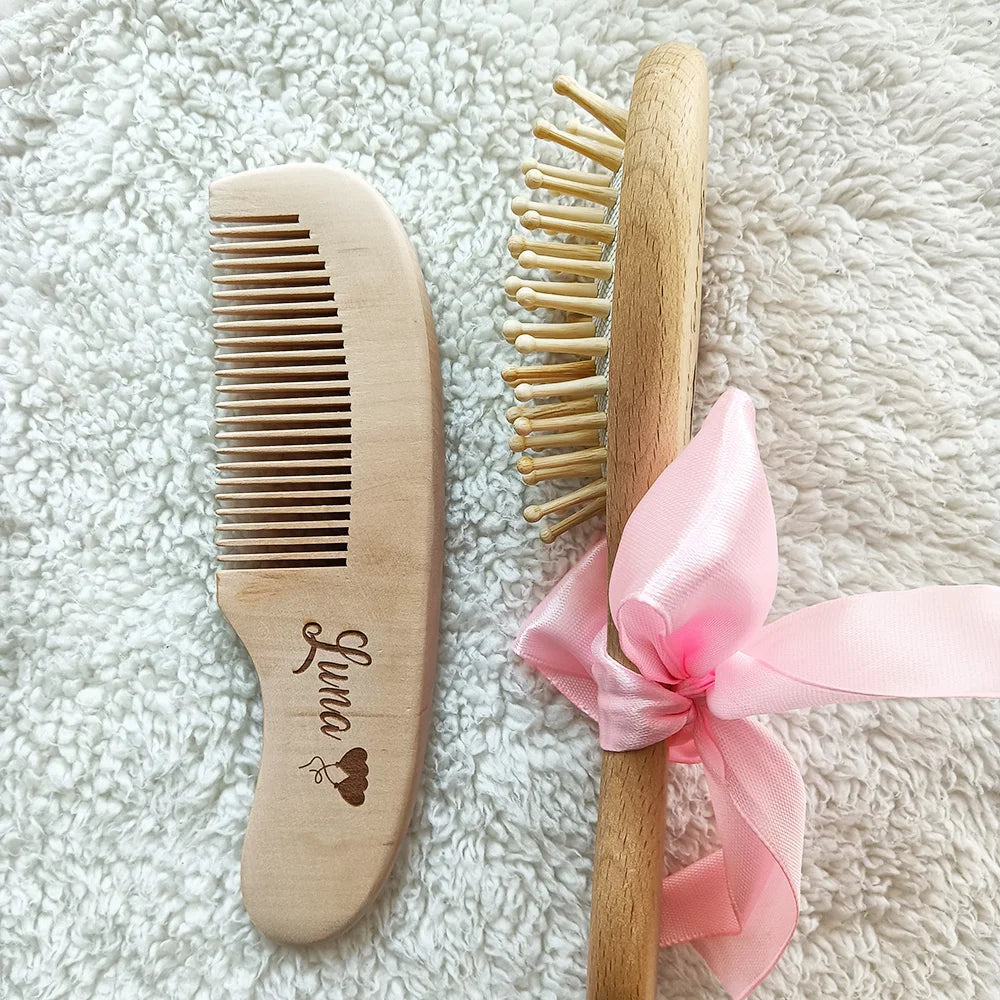 Engraved personalised wooden hairbrush Customized Bridesmaids Hair Comb Gifts Children's Birthday Present Christmas Present