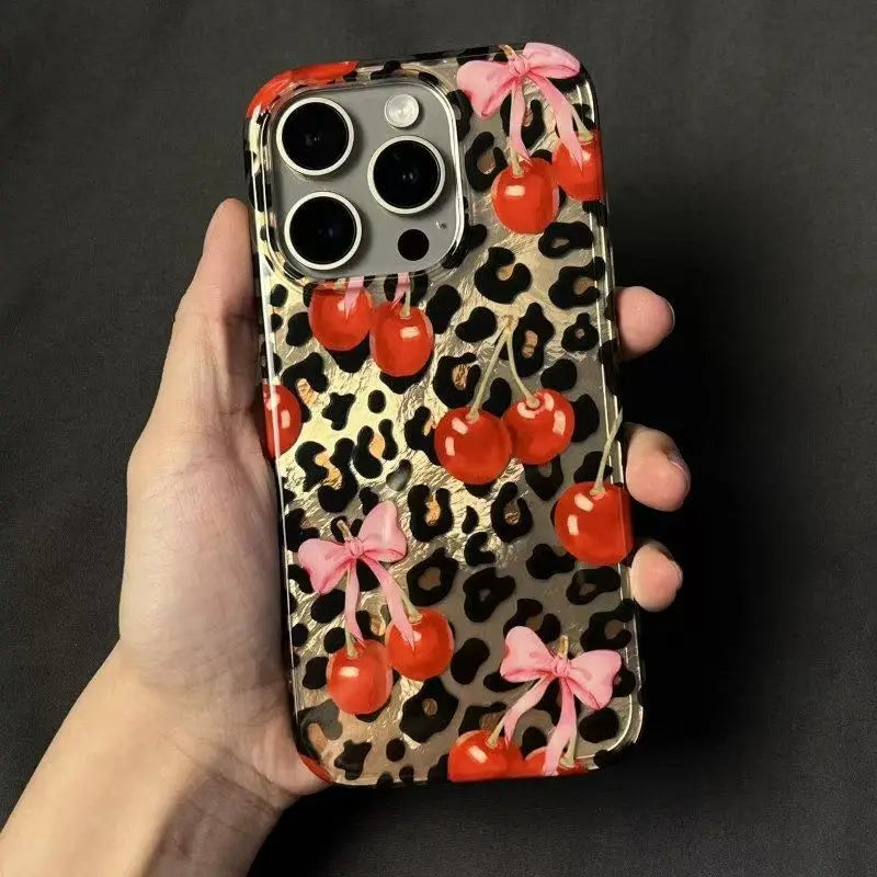 Bowknot Leopard Cherry Phone Case