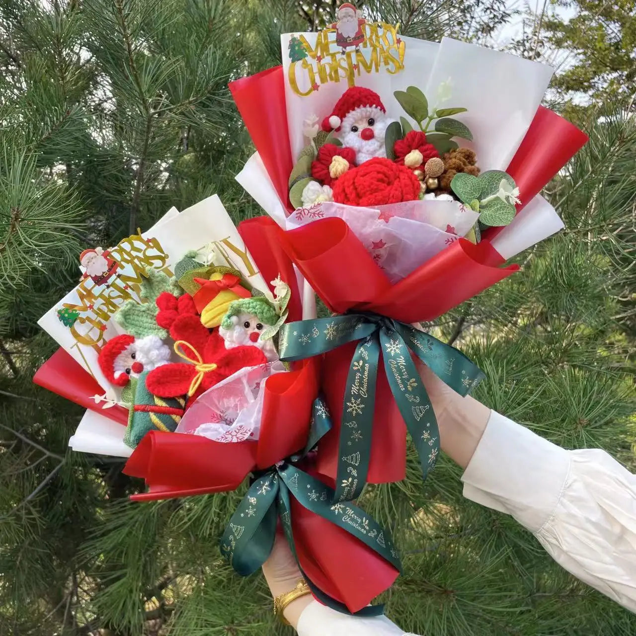 Knitted flowers crochet Bouquet