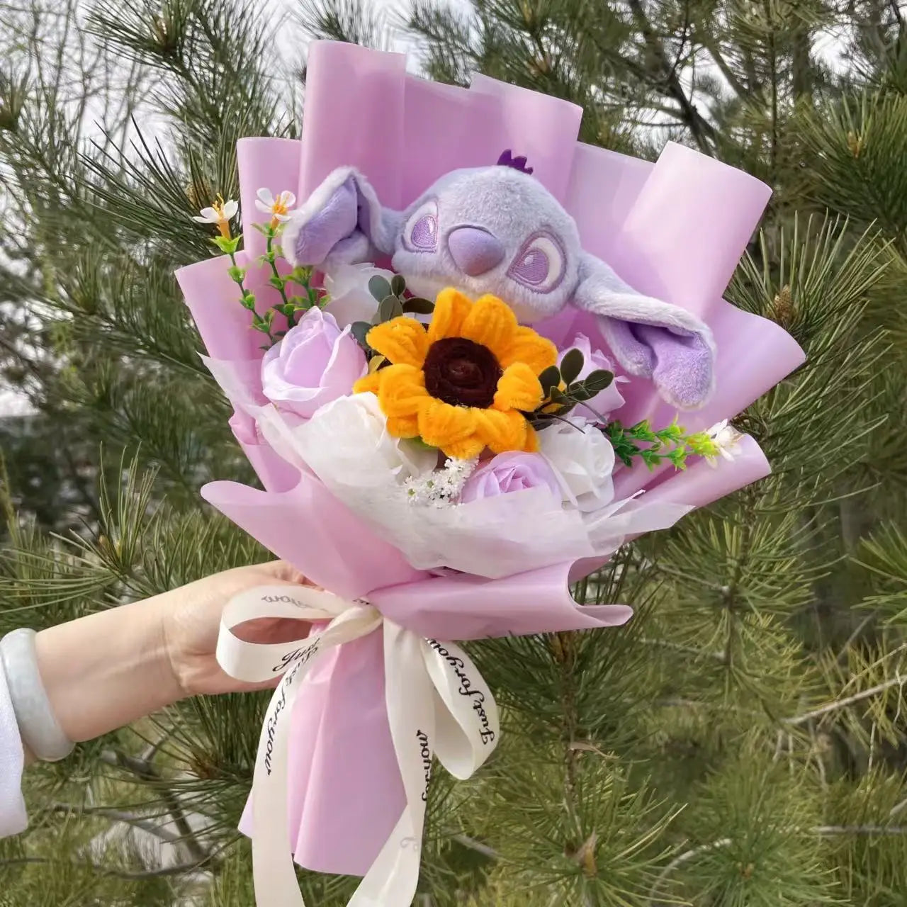 Stich Plush Doll Toy Flowers Bouquet
