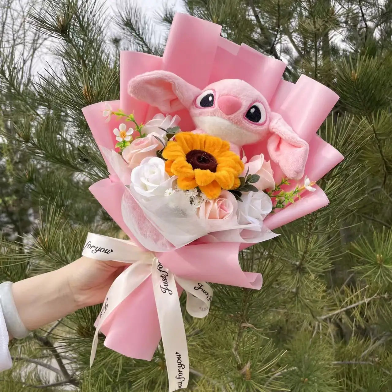 Stich Plush Doll Toy Flowers Bouquet