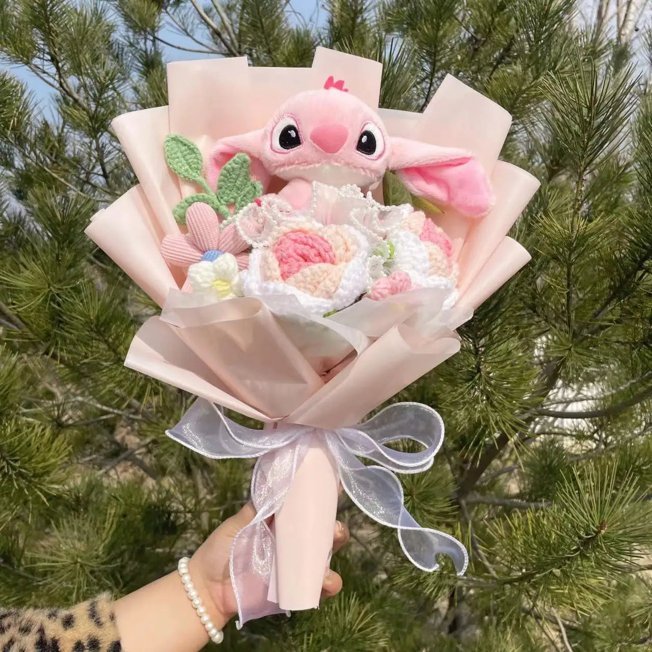 Stich Plush Doll Toy Flowers Bouquet