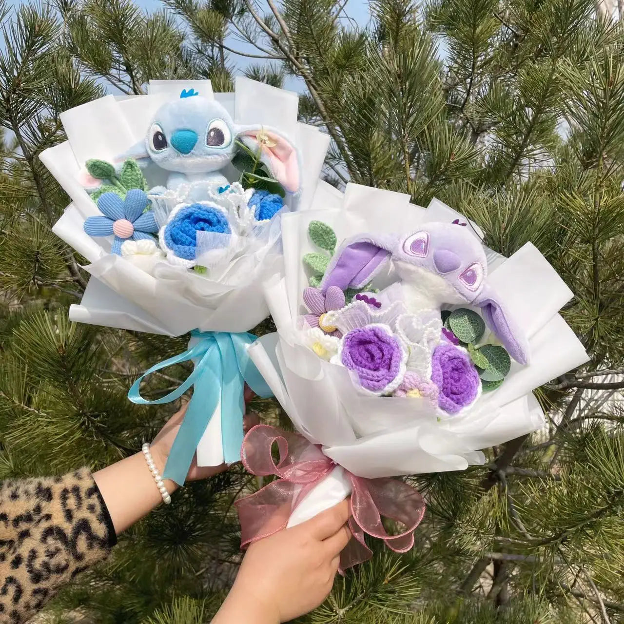 Stich Plush Doll Toy Flowers Bouquet