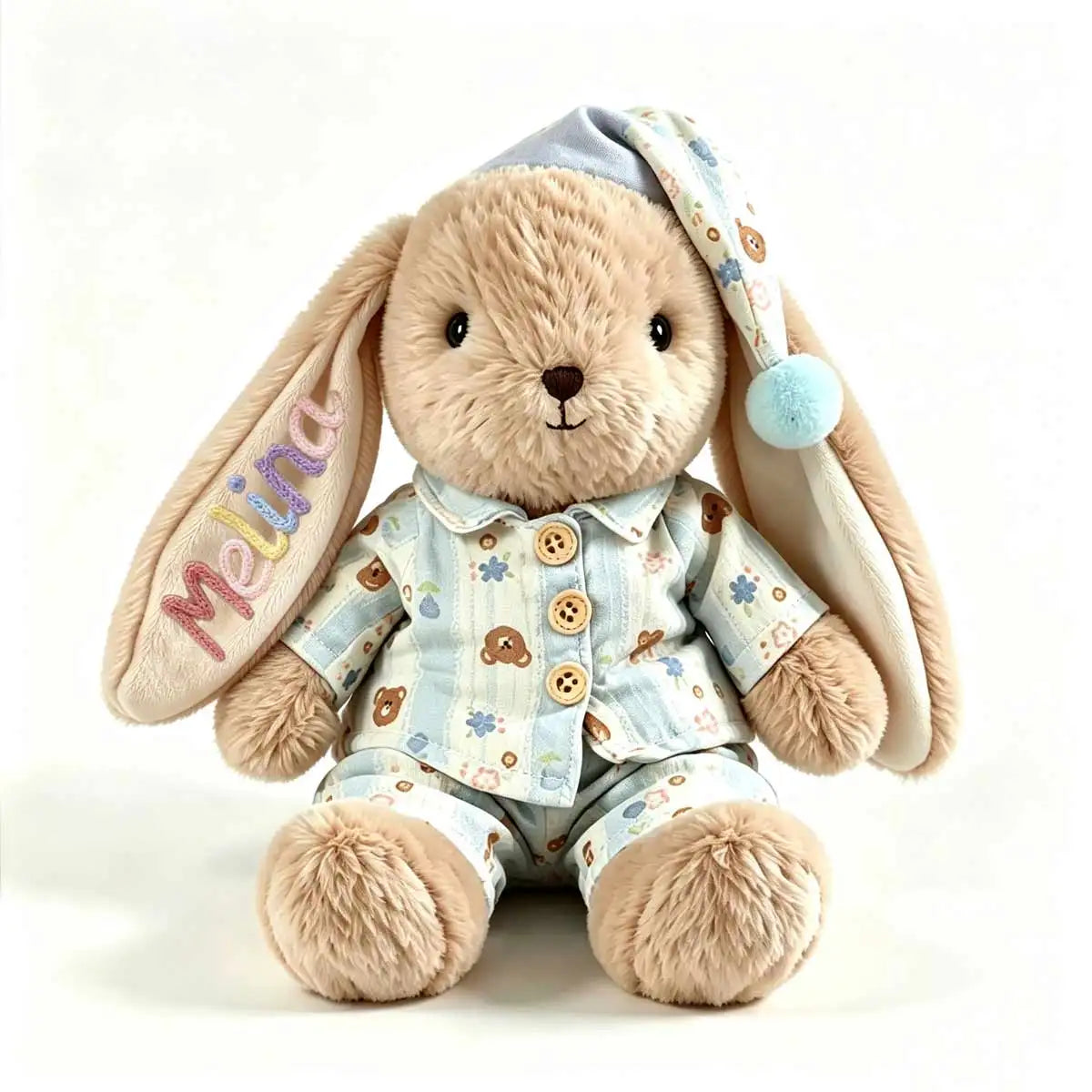 Personalized Plush Rabbit, Custom Party Favors, Wedding Favors Hand-Embroidered with Names, Keepsake or Birthday Gifts, and Holi