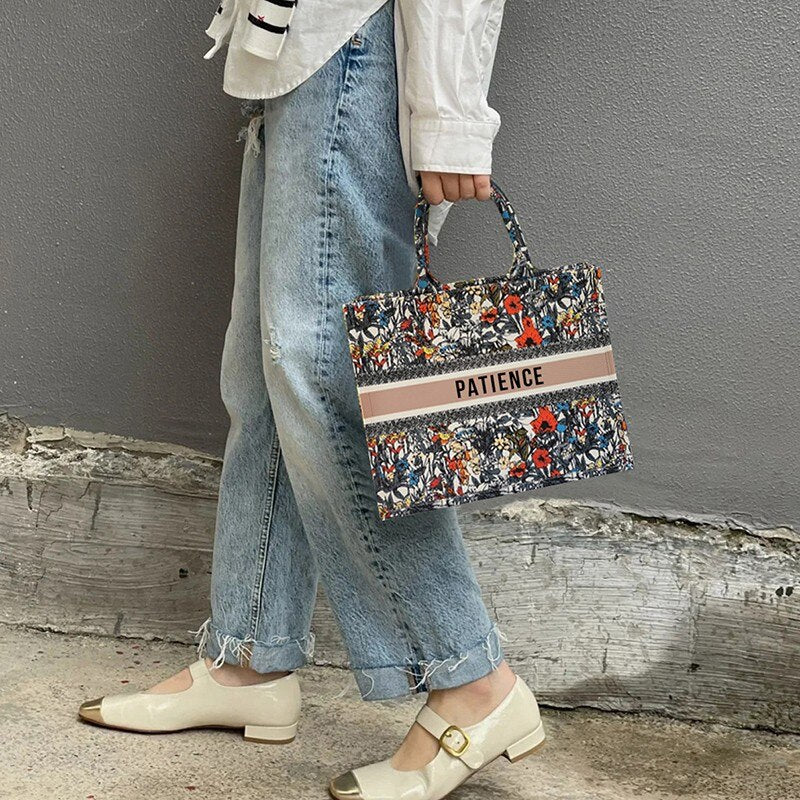 Medium Artistic Printed Linen tote bag