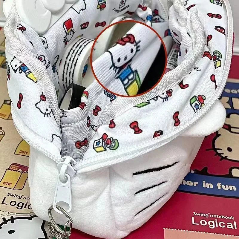 HelloKitty plush pencil Case Anime Sanrio Kawaii Cosmetic Storage Bags Y2K Cartoon Pencil Case Girl Birthday Gifts
