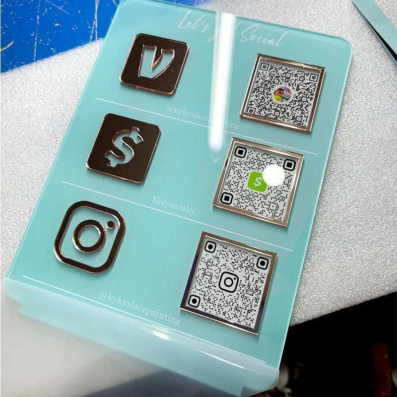 Customized Social Media Business Signage With QR Code Scan Payment Follow Sign Acrylic Plexiglass