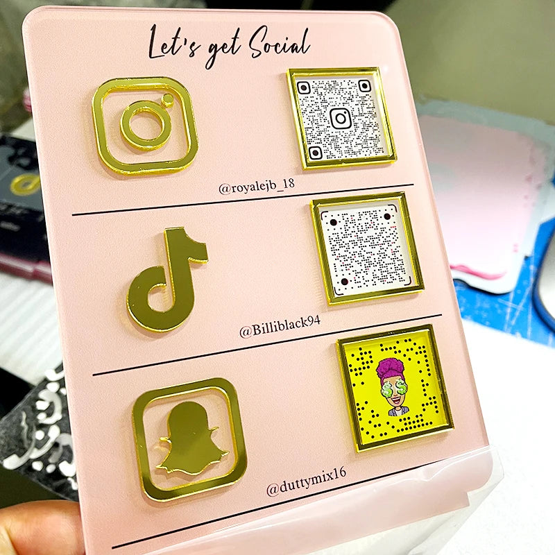 Customized Social Media Business Signage With QR Code Scan Payment Follow Sign Acrylic Plexiglass