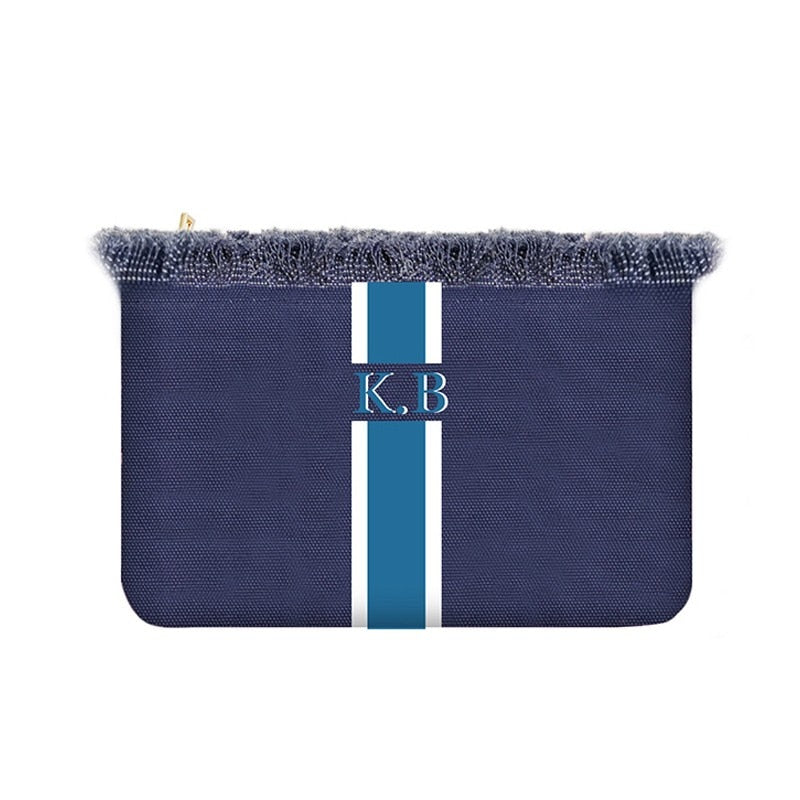 Customisable Stripe Tassel Cotton Clutch Bag