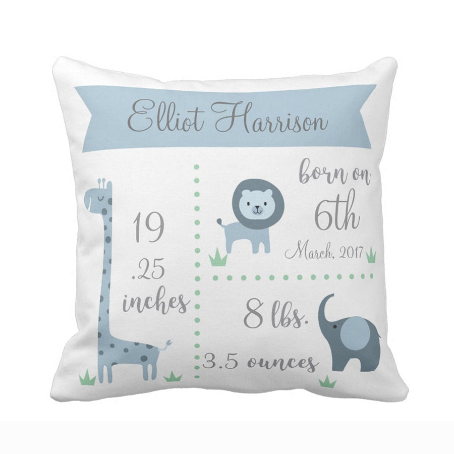 Custom Baby Kids Pillow Case Jungle Animals Throw Pillow Cover