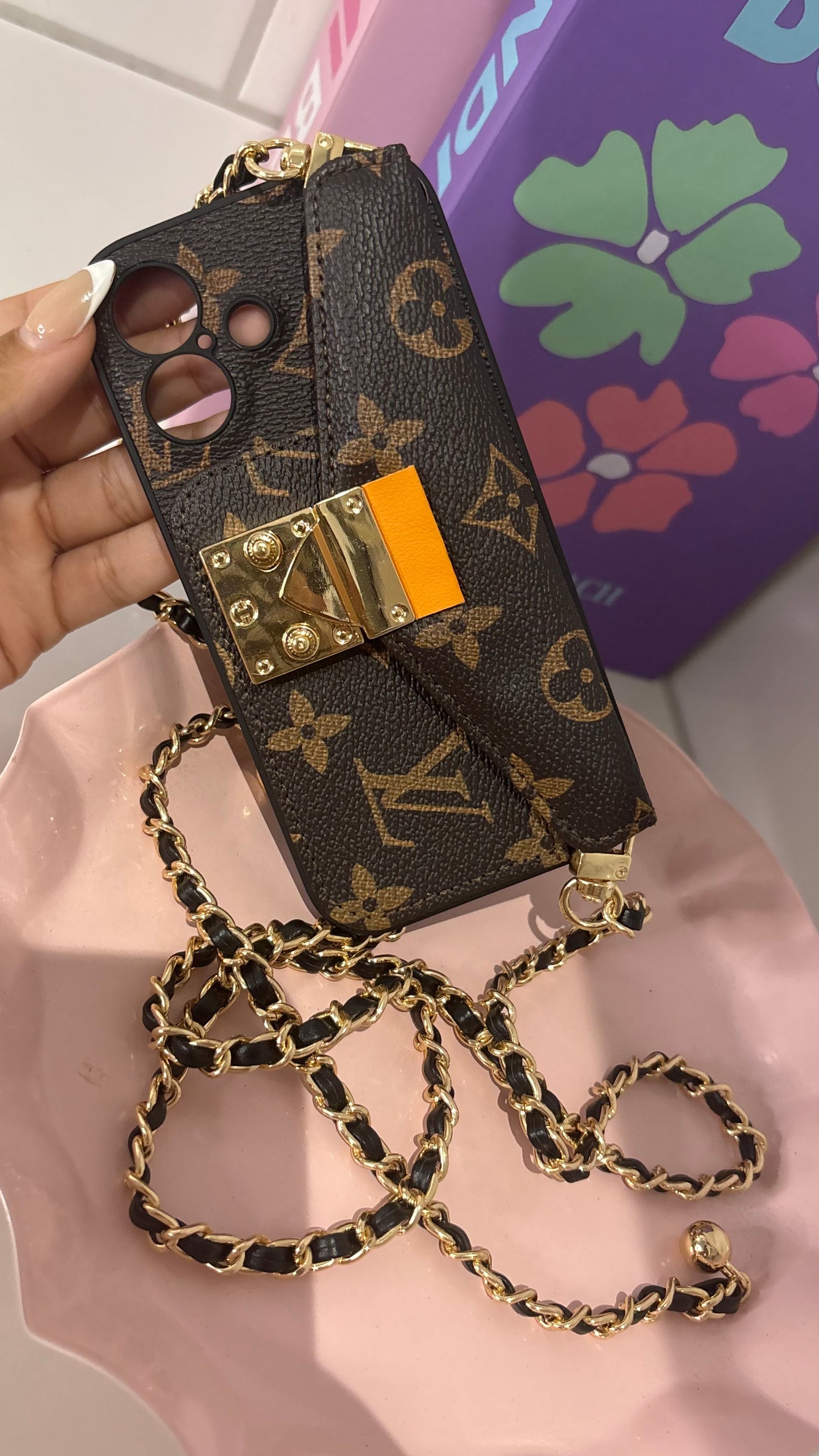 iPhone 16 Leather crossbody Card Holder Case