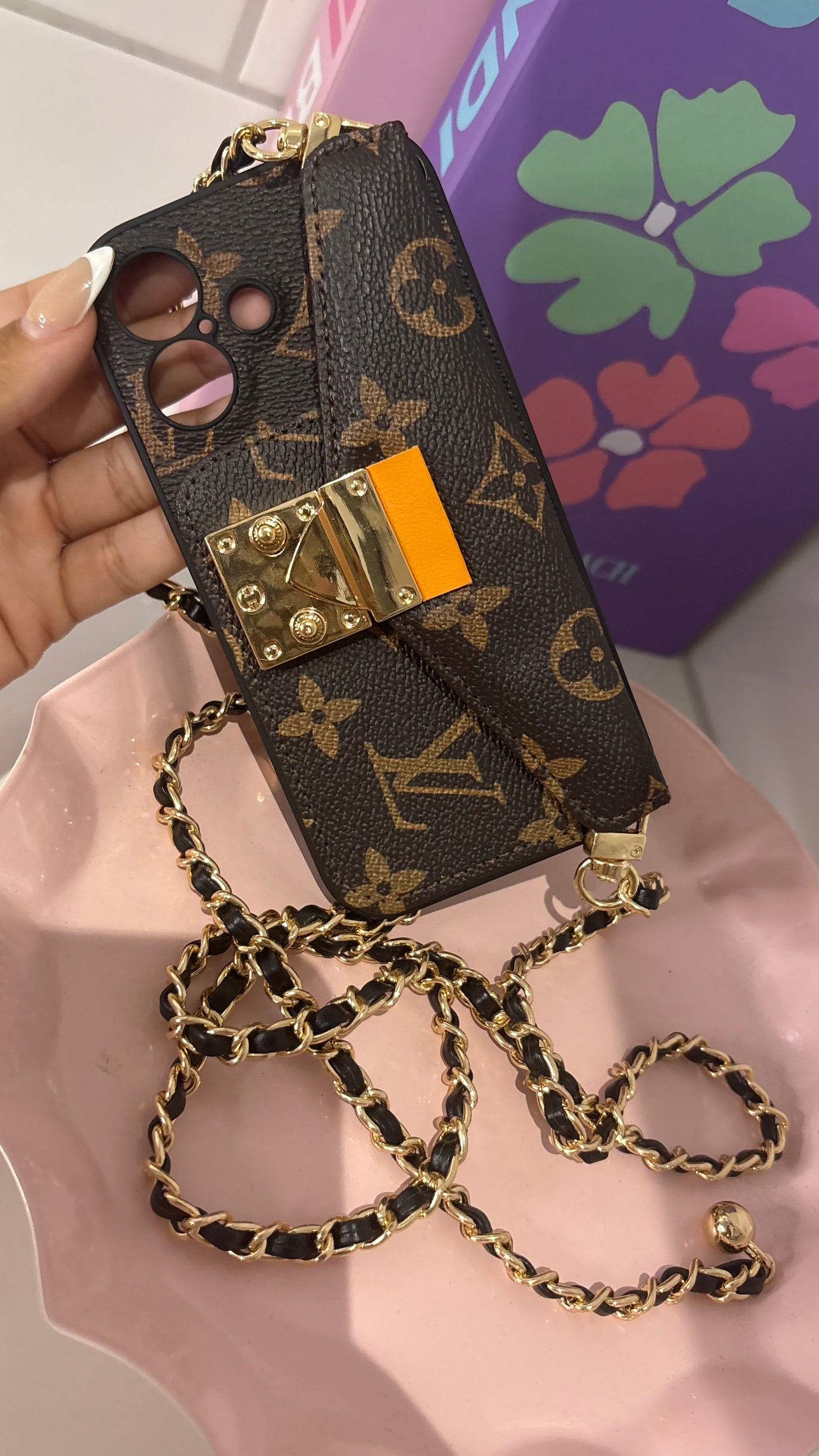 iPhone 16 Leather crossbody Card Holder Case