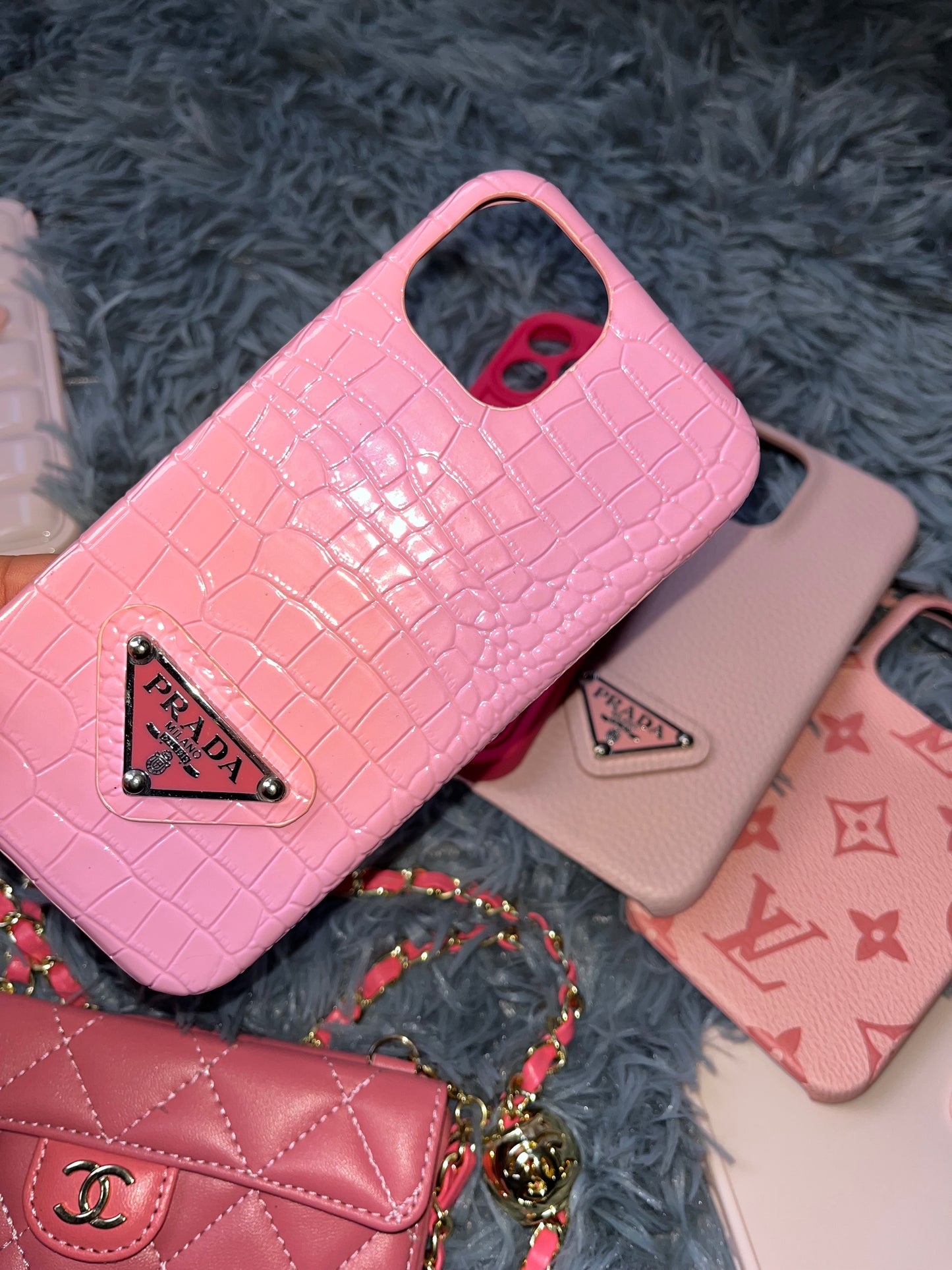 Uk Only. Pink iPhone 14 and iPhone 13 Croc PDA Case