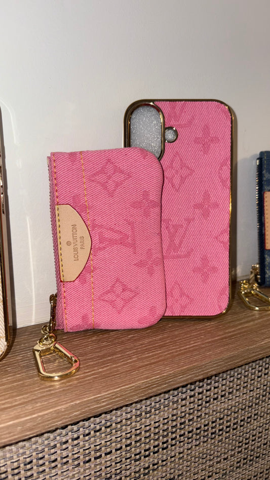 iPhone 16 pink denim set