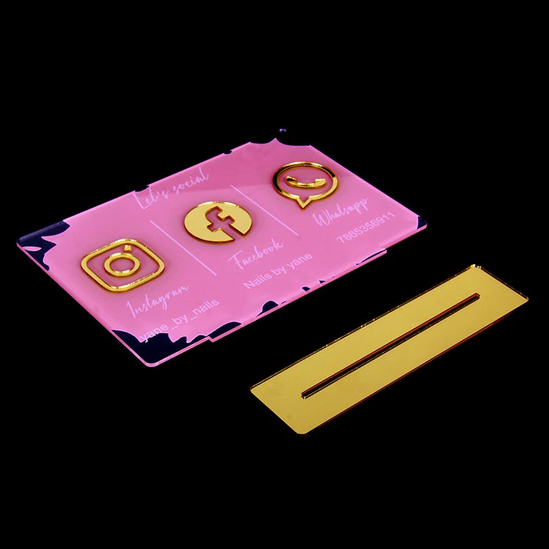 Customize Social Business Media Sign Gold Instagram Wedding Salon Beauty  Plate With Base Customized Acrylic Plexiglass