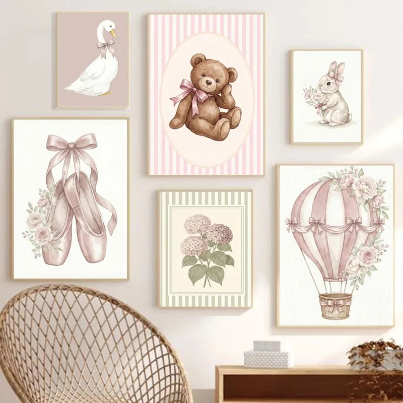 Pink Nursery Canvas Print Wall Art