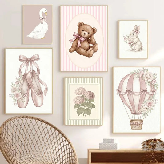 Pink Nursery Canvas Print Wall Art