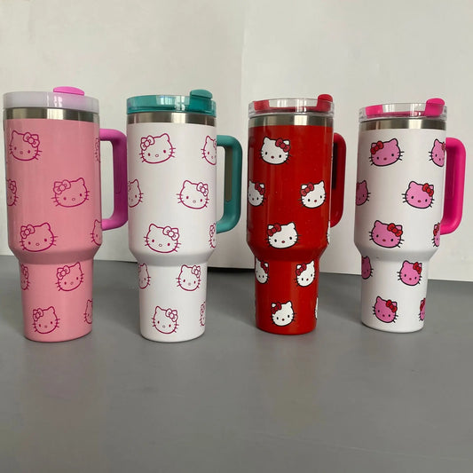 40Oz Sanrio Hello Kitty Stainless Steel Insulated Mug With Handle Straw Mugs Large Capacity Thermos Drinks Coke Coffee Mug Gift