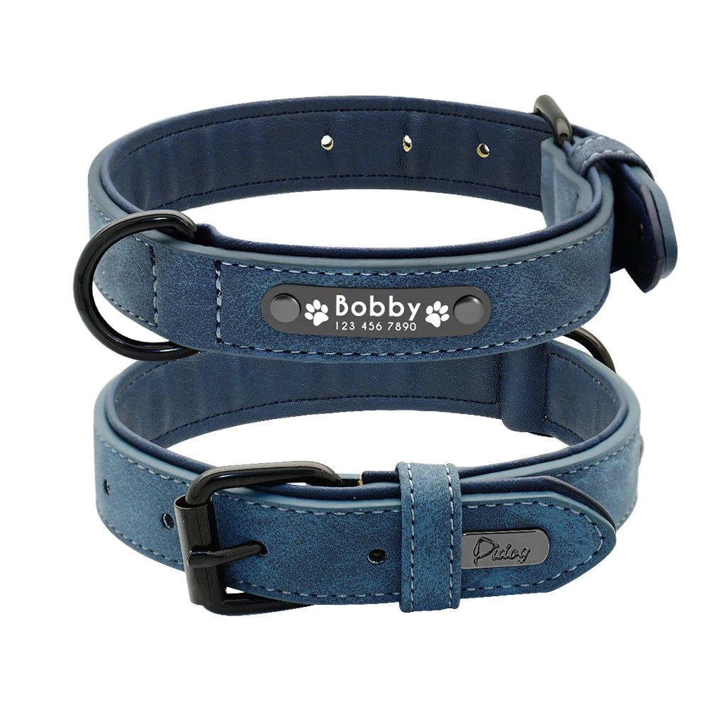 Personalized Dog Collar Leash Set Custom Leather Dog ID Collar Leash Lead For Small Medium Large Dogs Pitbull Bulldog Pugs