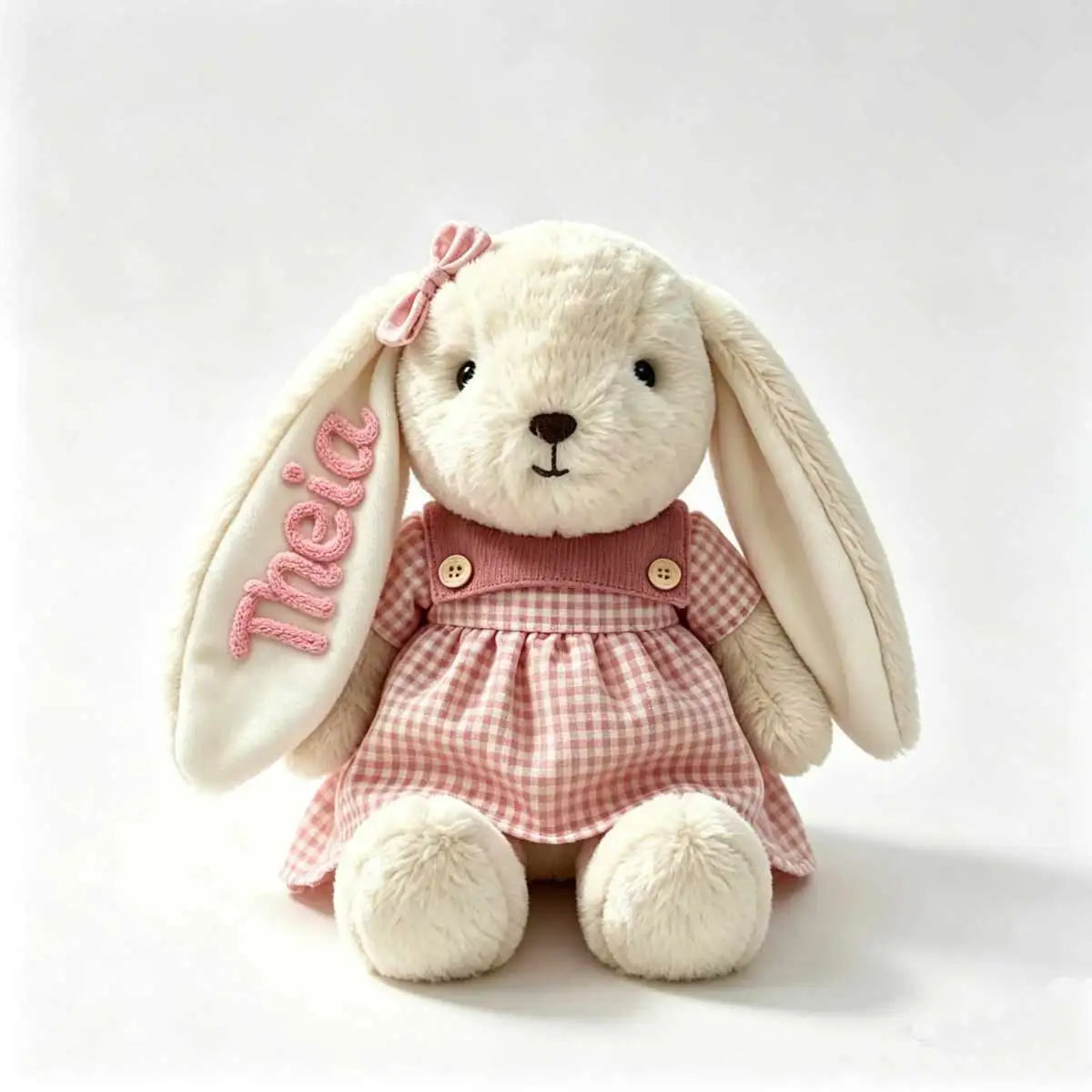 Personalized Plush Rabbit, Custom Party Favors, Wedding Favors Hand-Embroidered with Names, Keepsake or Birthday Gifts, and Holi