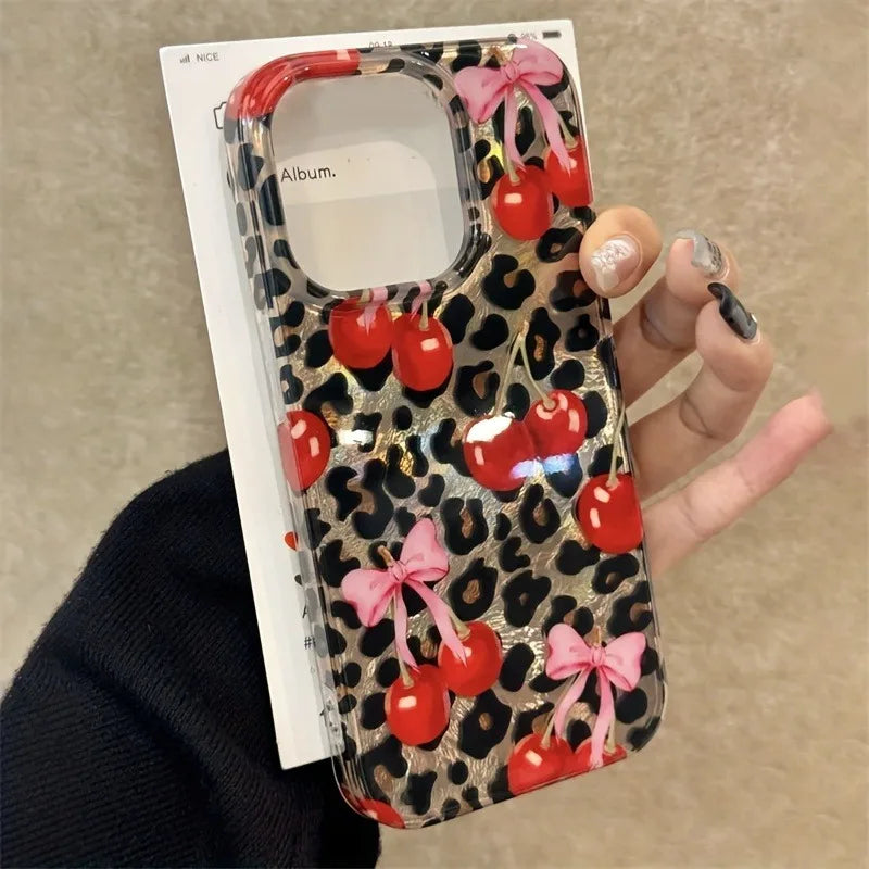 Bowknot Leopard Cherry Phone Case