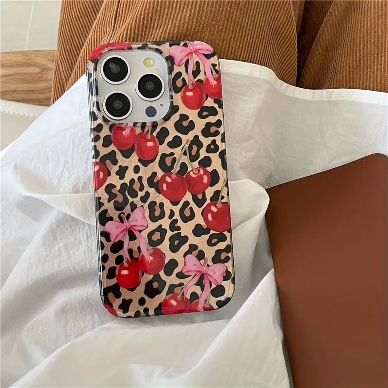 Bowknot Leopard Cherry Phone Case