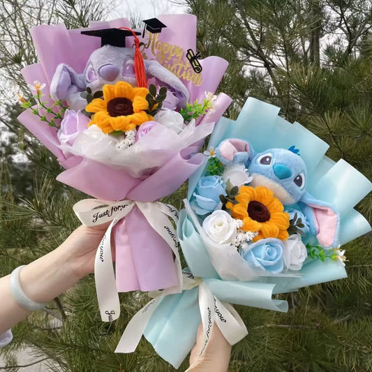 Stich Plush Doll Toy Flowers Bouquet