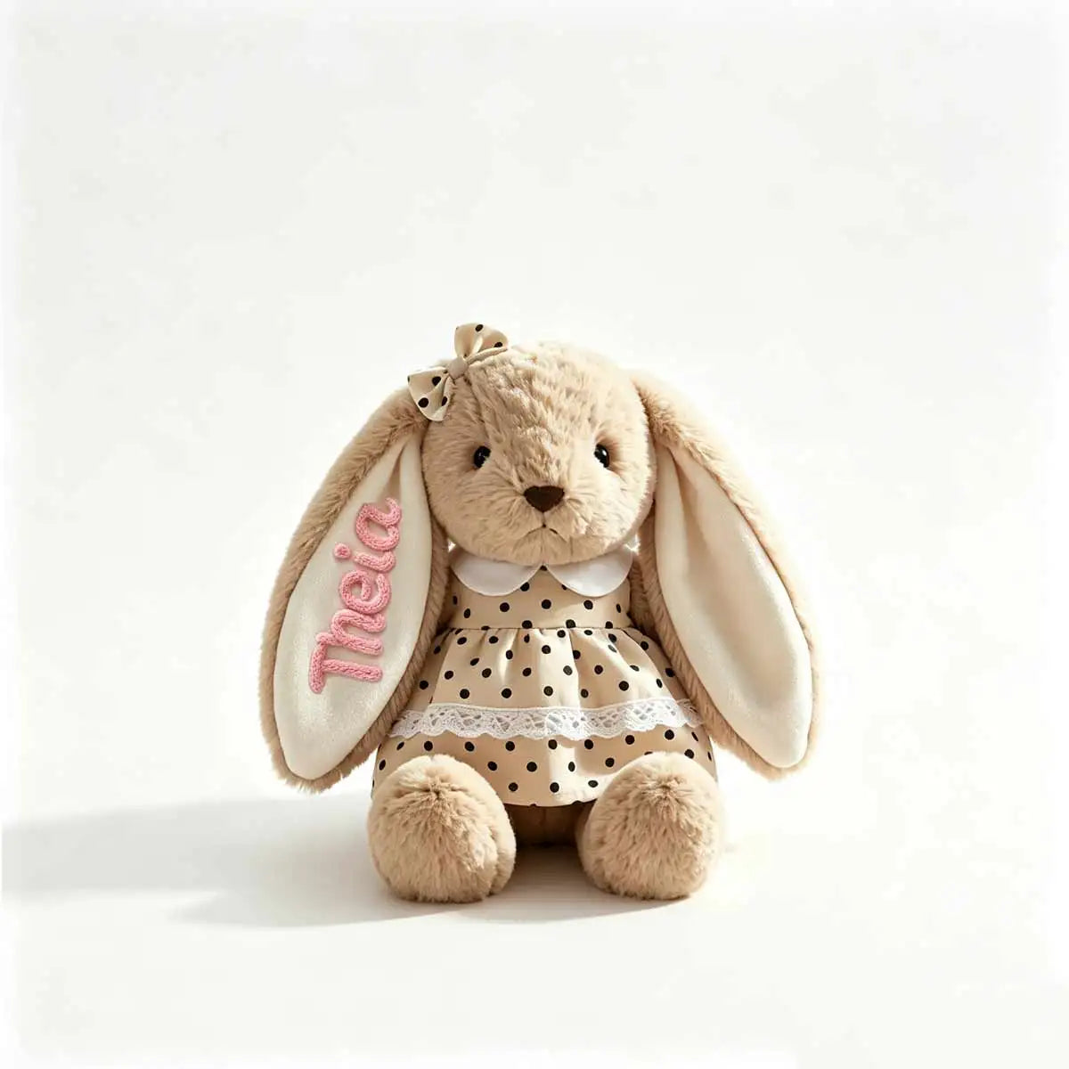 Personalized Plush Rabbit, Custom Party Favors, Wedding Favors Hand-Embroidered with Names, Keepsake or Birthday Gifts, and Holi