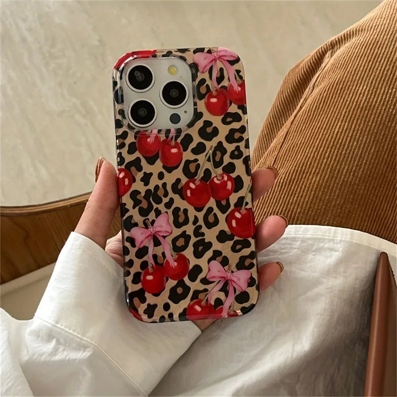 Bowknot Leopard Cherry Phone Case