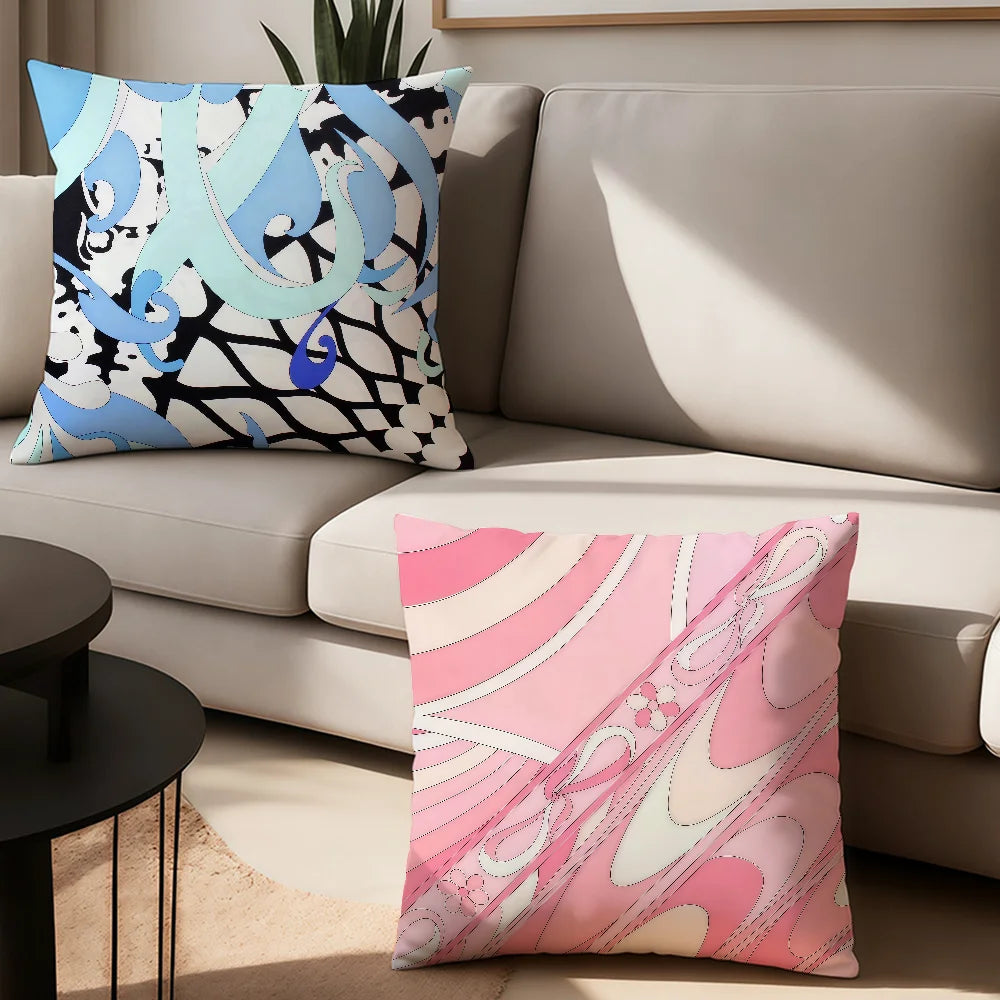 E-Emilio P-Pucci Logo Fashion Pillow Case Suitable For Bedrooms Living Rooms Cars Home Decoration