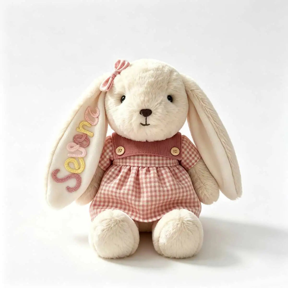 Personalized Plush Rabbit, Custom Party Favors, Wedding Favors Hand-Embroidered with Names, Keepsake or Birthday Gifts, and Holi