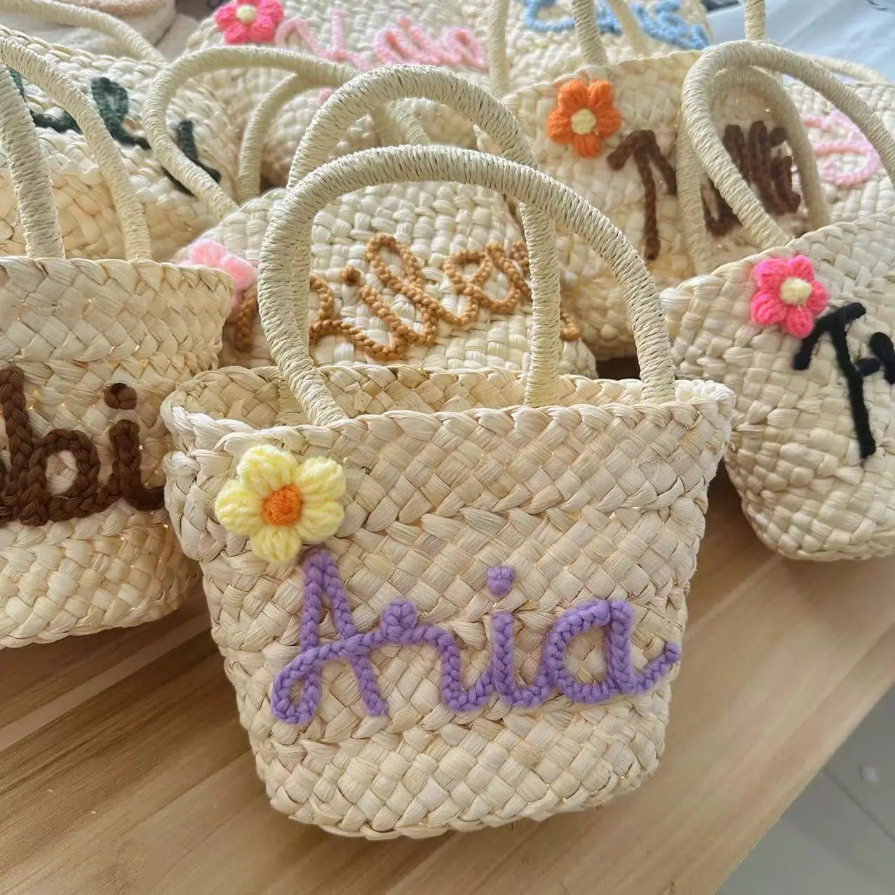 Personalised Handmade Straw Bag