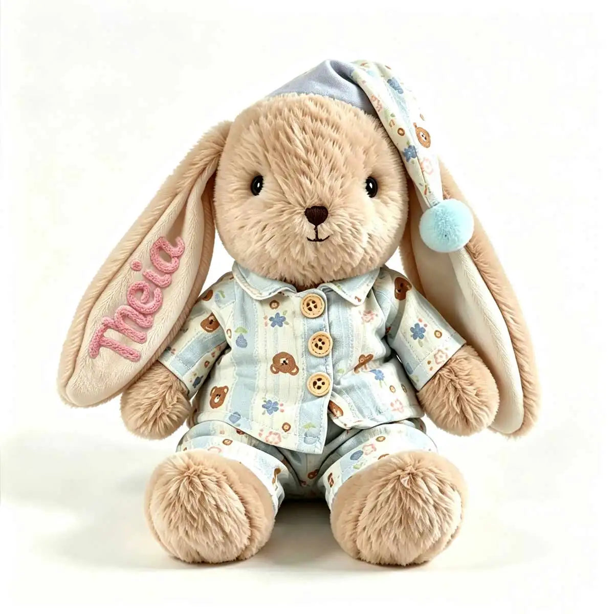 Personalized Plush Rabbit, Custom Party Favors, Wedding Favors Hand-Embroidered with Names, Keepsake or Birthday Gifts, and Holi