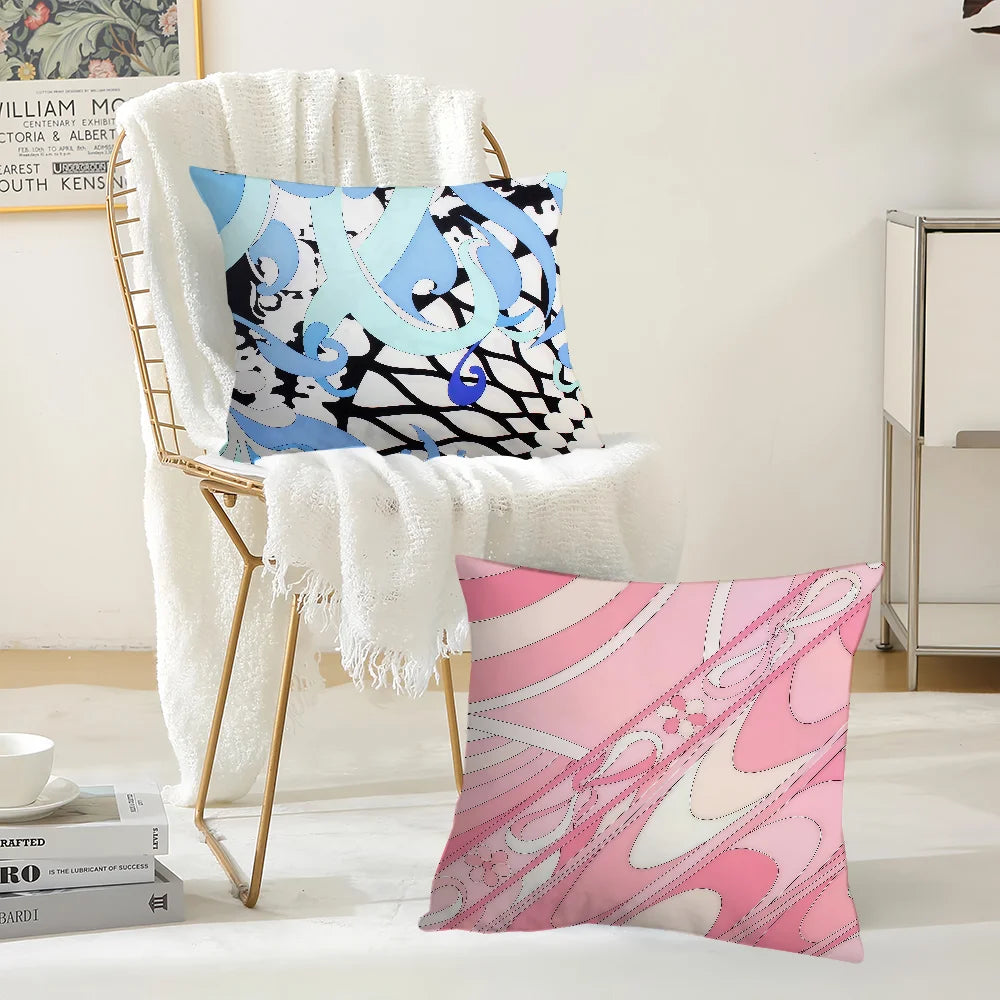 E-Emilio P-Pucci Logo Fashion Pillow Case Suitable For Bedrooms Living Rooms Cars Home Decoration
