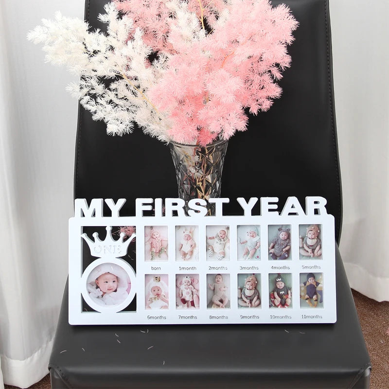 Baby photo frame newborn 0-12 months growth milestone commemorative photo frame PP plastic material baby photography props