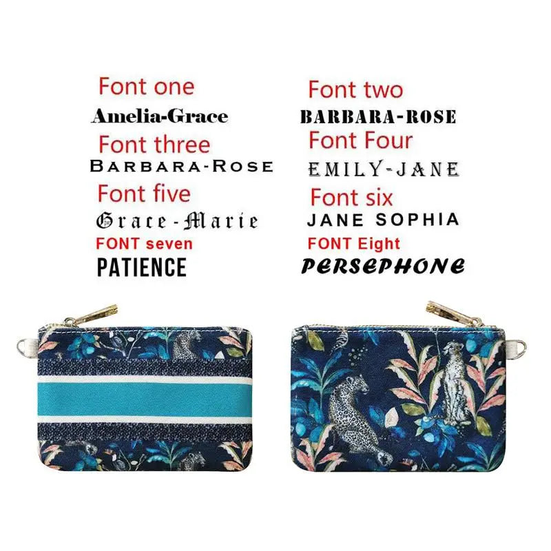 Personalized Customized Letters Custom Clutch Bag Women Wallet Mini Shopping Traveling Portable Card Bag Zip Pocket Coin Purse