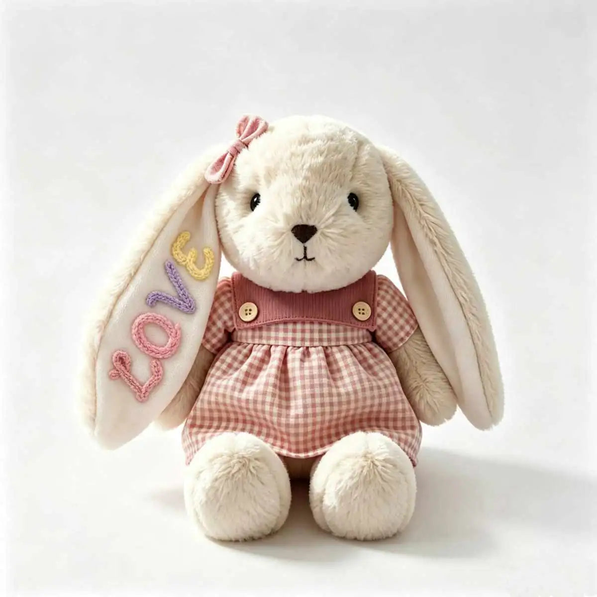 Personalized Plush Rabbit, Custom Party Favors, Wedding Favors Hand-Embroidered with Names, Keepsake or Birthday Gifts, and Holi