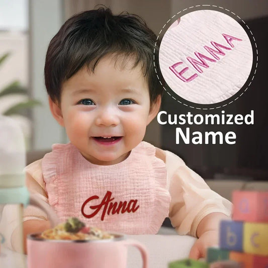 Personalized Custom Baby Bib Cotton Muslin Girl Accessories Newborn Apron With Name Bibs For Baby Boy Burp Cloths Towel Gift