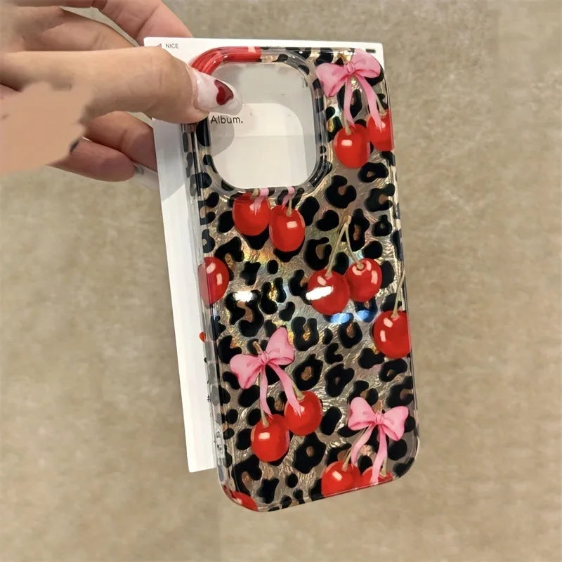 Bowknot Leopard Cherry Phone Case
