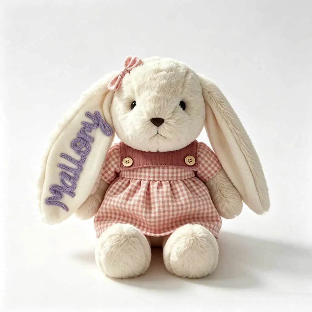 Personalized Plush Rabbit, Custom Party Favors, Wedding Favors Hand-Embroidered with Names, Keepsake or Birthday Gifts, and Holi