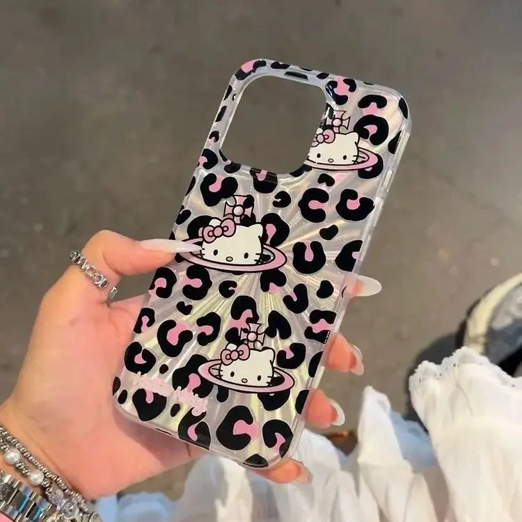 Sanrio Hello Kitty Bow Pink Lepard Print KT Phone Case